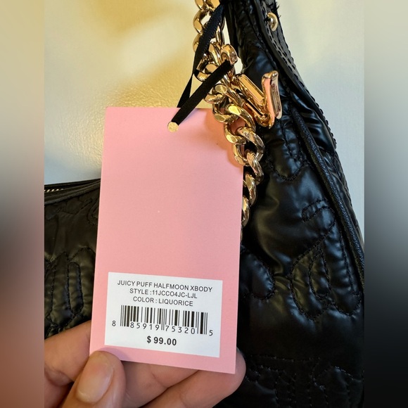 Juicy Couture Juicy Puff Half Moon Xbody Shoulder Bag Black NWT - Picture 4 of 4